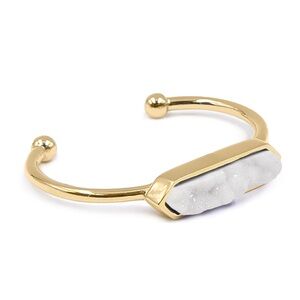 Kinsley Armelle Gold Cuff Bracelet with White Druzy Quartz
